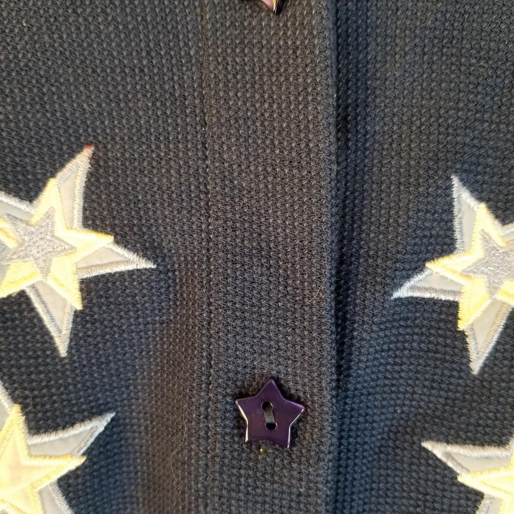 Christopher & Banks Womens XL Navy Blue Patriotic Star Diamond Cardigan Teacher - Picture 10 of 12